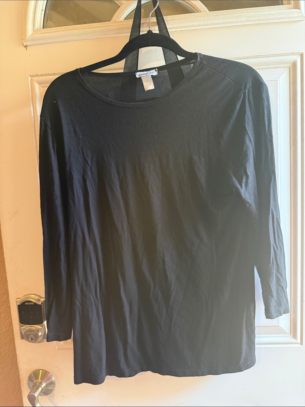 Kosher Casual Black 3/4 Sleeve Top